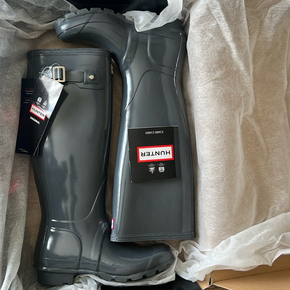 Hunter boots original tall rain grey size 5